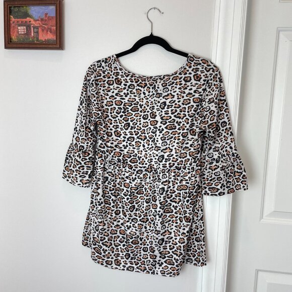 MATERNITY Leopard Print Peplum Top - 3/4 sleeves - Picture 4 of 8